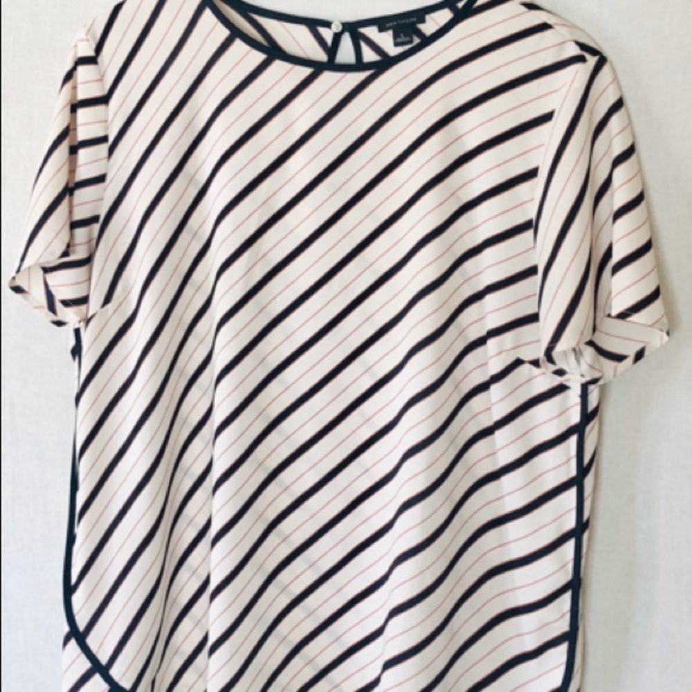 Ann Taylor Short-Sleeve Bias Print Blouse